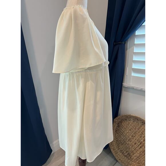 SHOW ME YOUR MUMU Brooks Bohemian Flowy Short Sleeve Babydoll Mini Dress Cream M - Picture 5 of 12